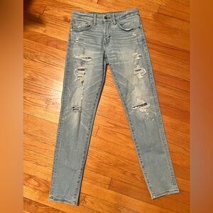American Eagle Outfitters Light Blue Distressed Skinny Jeans